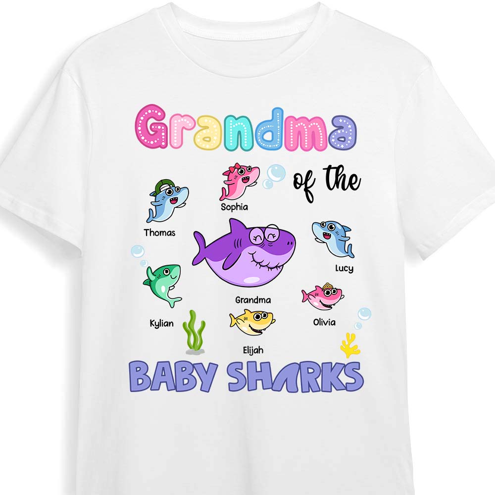 Personalized Gift For Grandma Of The Baby Sharks Colorful Shirt Hoodie Sweatshirt 27884 Primary Mockup