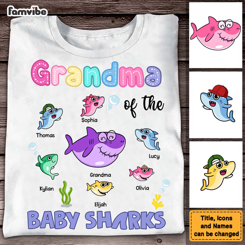 Personalized Gift For Grandma Of The Baby Sharks Colorful Shirt Hoodie Sweatshirt 27884 Primary Mockup