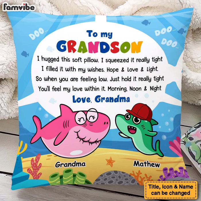 Personalized Gift For Grandson Baby Shark Hug This Pillow 27887