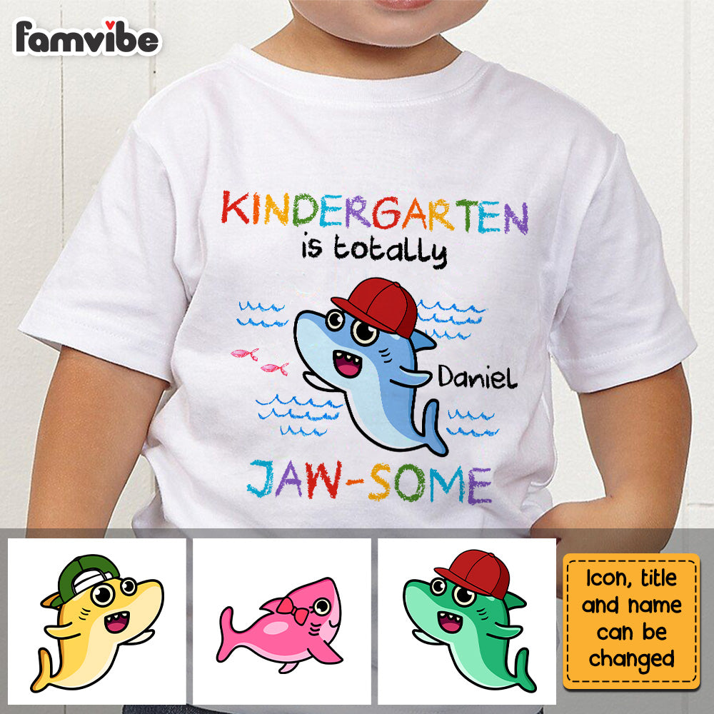 Personalized Gift For Grandson Baby Shark Back To School Kid T Shirt 27888 Mockup White