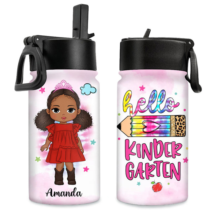 Personalised Girls Water Bottle With Straw, School Water Bottle