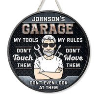 Personalized Gift For Grandpa Garage Round Wood Sign 27910 thumb 1