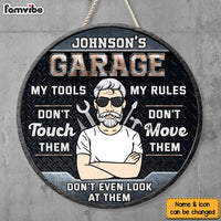 Personalized Gift For Grandpa Garage Round Wood Sign 27910 thumb 1