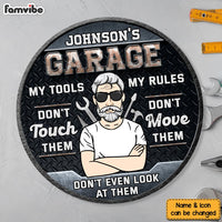 Personalized Gift For Grandpa Garage Round Wood Sign 27910 thumb 1