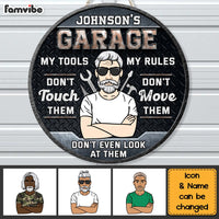Personalized Gift For Grandpa Garage Round Wood Sign 27910 thumb 1