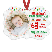 Personalized Baby's First Christmas Newborn Birth Stats Photo Benelux Ornament 27911 thumb 1