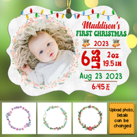 Personalized Baby's First Christmas Newborn Birth Stats Photo Benelux Ornament 27911 thumb 1