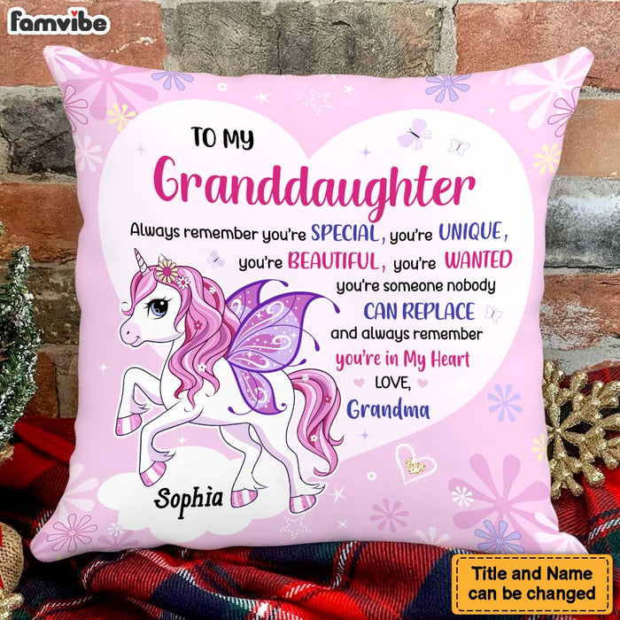 Personalized Gift For Granddaughter To My Granddaughter Unicorn Pillow 27912 1
