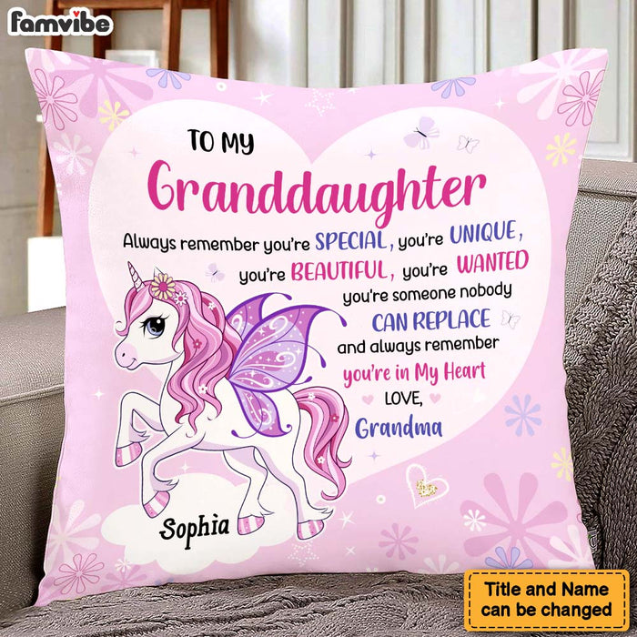 Personalized Gift For Granddaughter To My Granddaughter Unicorn Pillow 27912 1