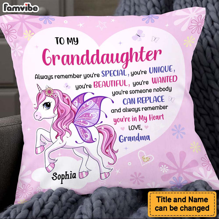 Personalized Gift For Granddaughter To My Granddaughter Unicorn Pillow 27912 1