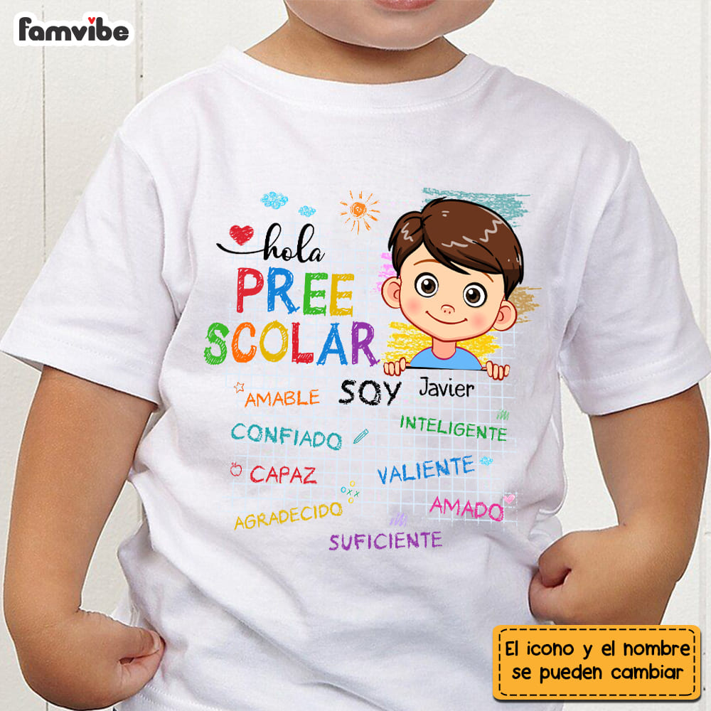 Personalized Gift For Grandson Spanish Back To School Kid T Shirt 27918 Mockup White