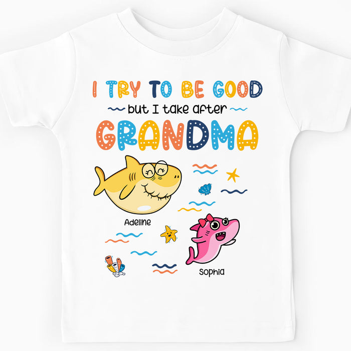 Personalized Birthday Gift For Granddaughter Shark Take After Grandma Kid T Shirt 27921 1
