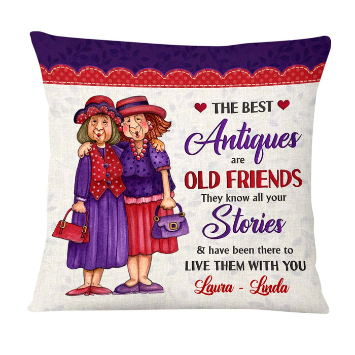 Personalized  Older Ladies Old Friend Embroidered Style Pillow 27922 1