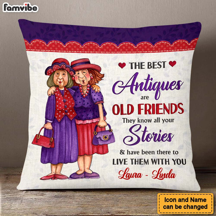 Personalized  Older Ladies Old Friend Embroidered Style Pillow 27922 1