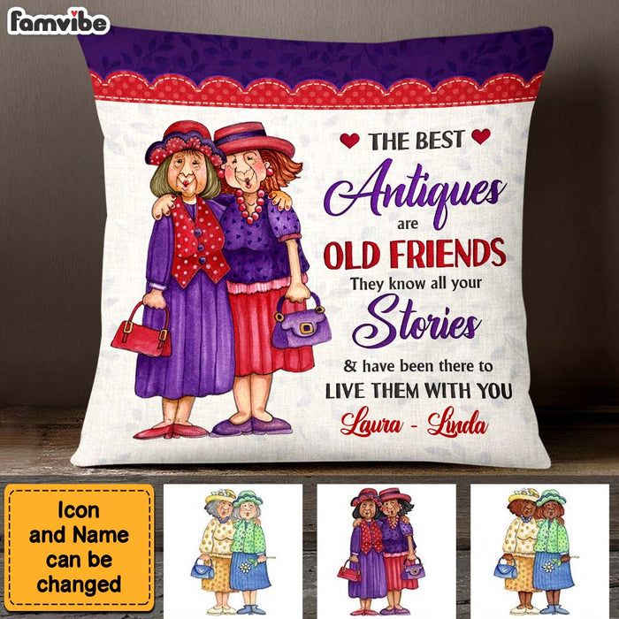 Personalized  Older Ladies Old Friend Embroidered Style Pillow 27922 1
