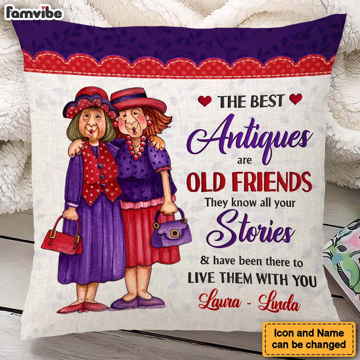 Personalized  Older Ladies Old Friend Embroidered Style Pillow 27922 1