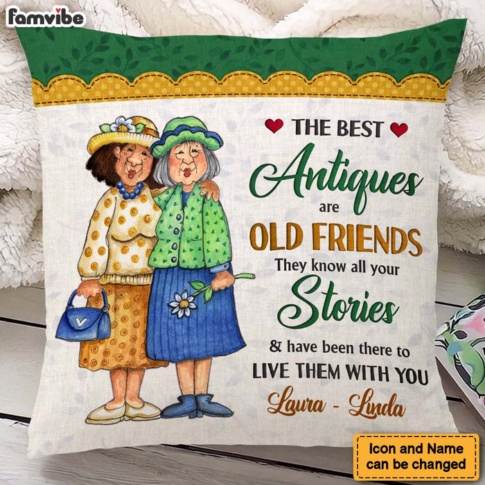 Personalized  Older Ladies Old Friend Embroidered Style Pillow 27922 1