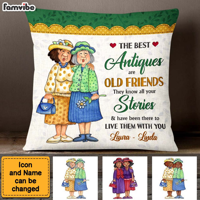 Personalized  Older Ladies Old Friend Embroidered Style Pillow 27922 1
