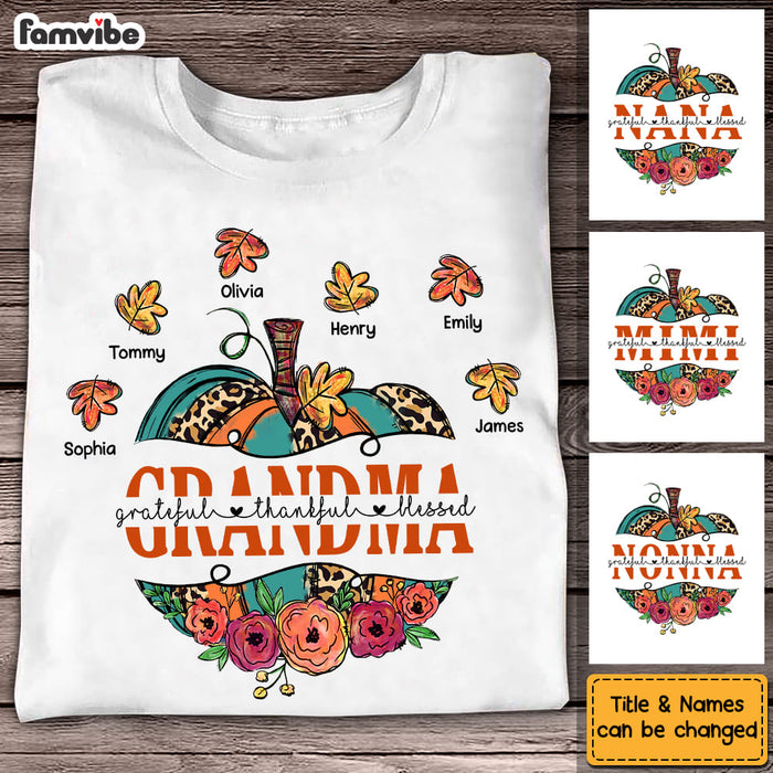 Personalized Gift For Grandma Fall Grateful Thankful Blessed Shirt - Hoodie - Sweatshirt 27923 1