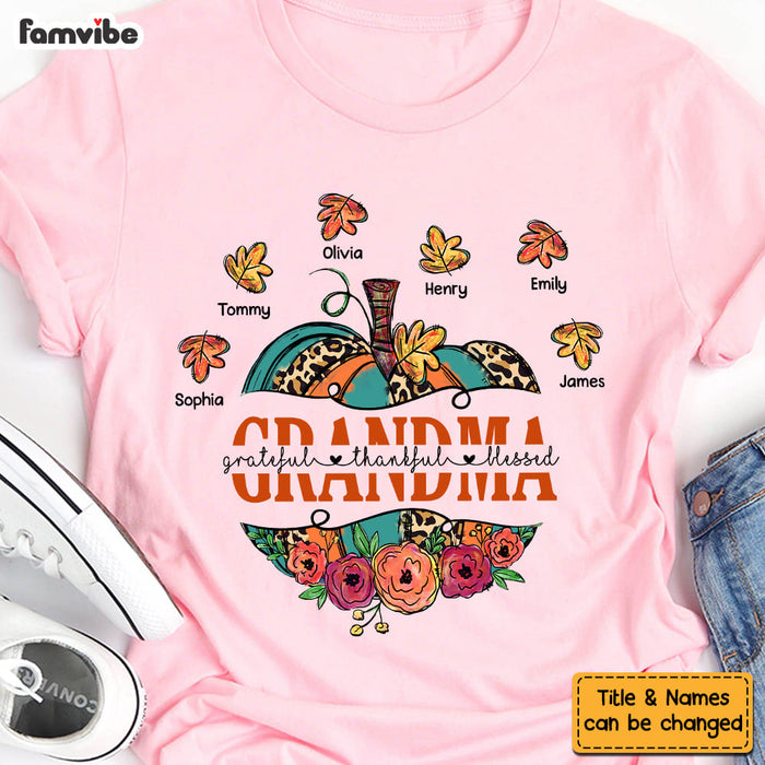 Personalized Gift For Grandma Fall Grateful Thankful Blessed Shirt - Hoodie - Sweatshirt 27923 1