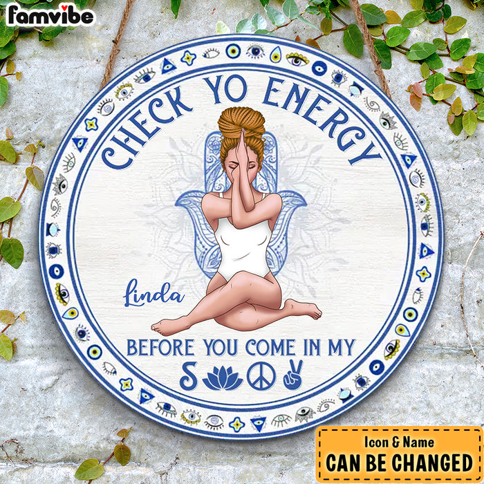 Personalized Yoga Daughter Check Your Energy Before You Come Round Wood Sign 27925 1