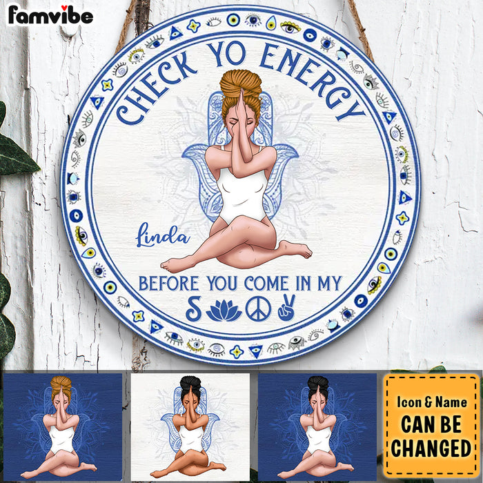 Personalized Yoga Daughter Check Your Energy Before You Come Round Wood Sign 27925 1