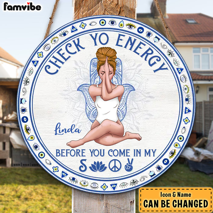 Personalized Yoga Daughter Check Your Energy Before You Come Round Wood Sign 27925 1