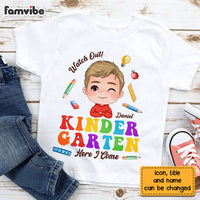 Personalized Gift For Grandson Watch Out Kindergarten Here I Come Kid T Shirt 27935 thumb 1