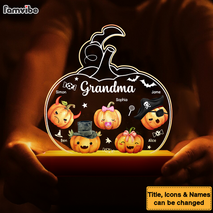 Personalized Gift For Grandma Pumpkin Shape Plaque LED Lamp Night Light 27938 1