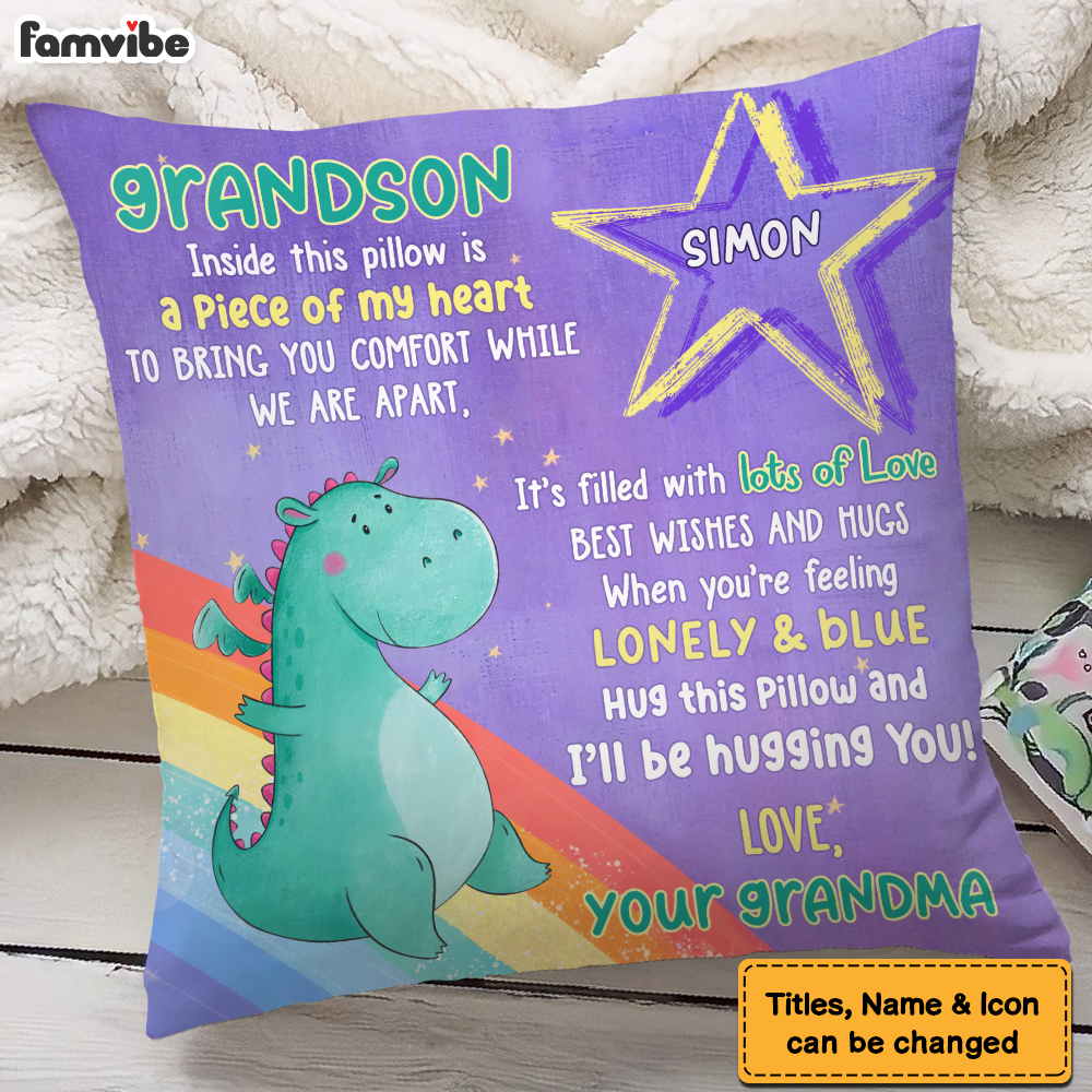 Personalized Gift For Grandson Dragon Hug This Pillow 27940 Primary Mockup