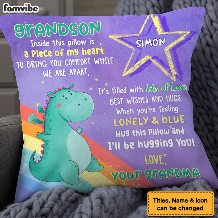 Personalized Gift For Grandson Dragon Hug This Pillow 27940 1