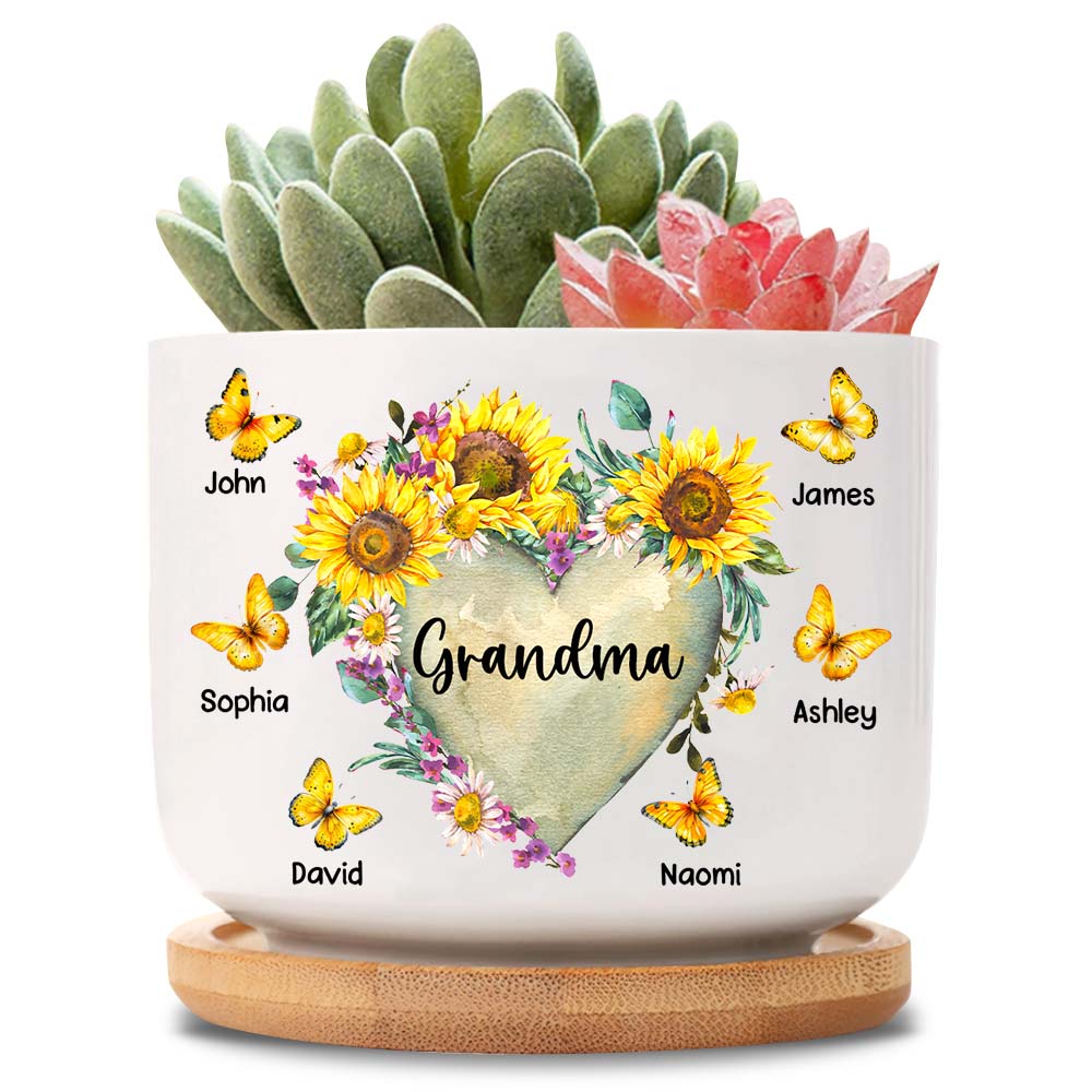 Personalized Birthday Gift For Grandma Flower And Butterfly Plant Pot 27946 Primary Mockup