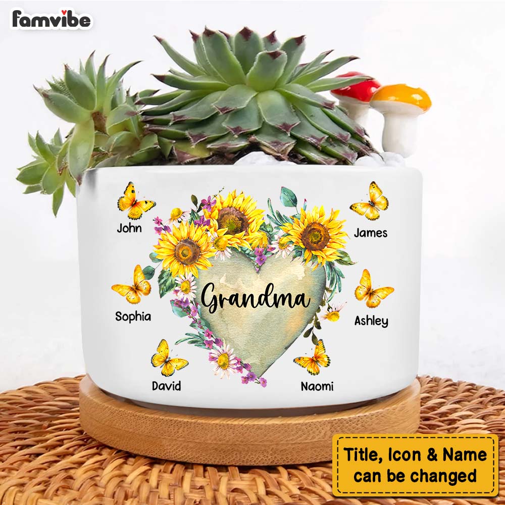 Personalized Birthday Gift For Grandma Flower And Butterfly Plant Pot 27946 Primary Mockup