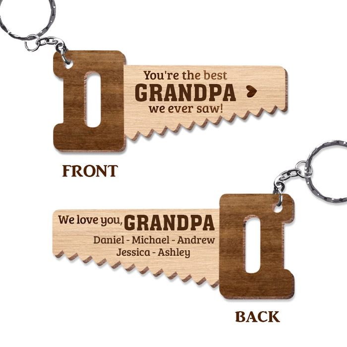 Personalized Gift For Grandpa Hand Saw Wood Keychain 27951 1