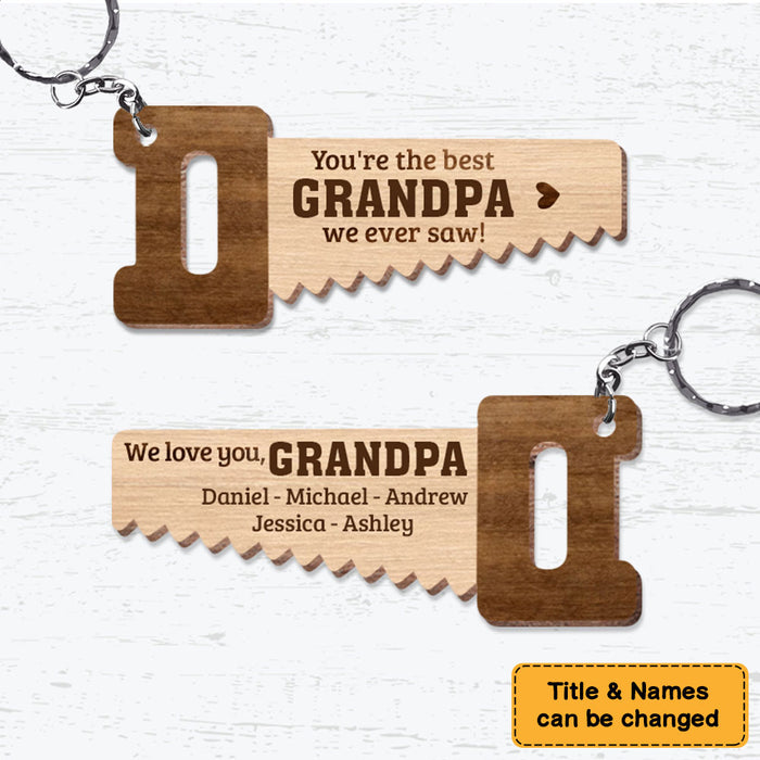 Personalized Gift For Grandpa Hand Saw Wood Keychain 27951 1