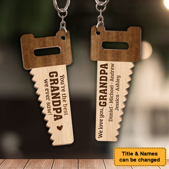 Personalized Gift For Grandpa Hand Saw Wood Keychain 27951 1
