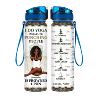 Personalized Gift For Daughter Yoga Punching People Is Frowned Upon Tracker Bottle 27956 thumb 1