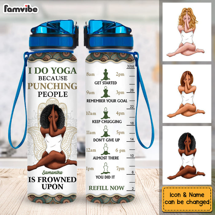Personalized Gift For Daughter Yoga Punching People Is Frowned Upon Tracker Bottle 27956 1