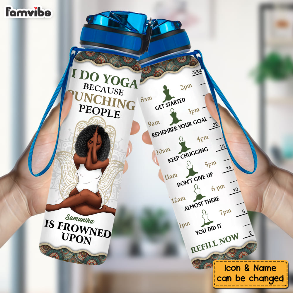 Personalized Gift For Daughter Yoga Punching People Is Frowned Upon Tracker Bottle 27956 Primary Mockup