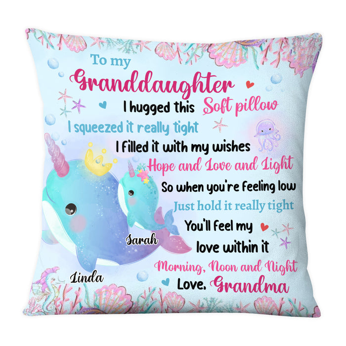 Personalized Birthday Gift For Granddaughter Adorable Narwhal Pillow 27961 1
