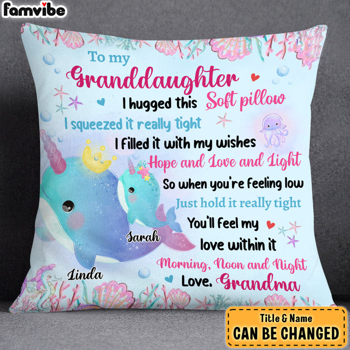 Personalized Birthday Gift For Granddaughter Adorable Narwhal Pillow 27961 1
