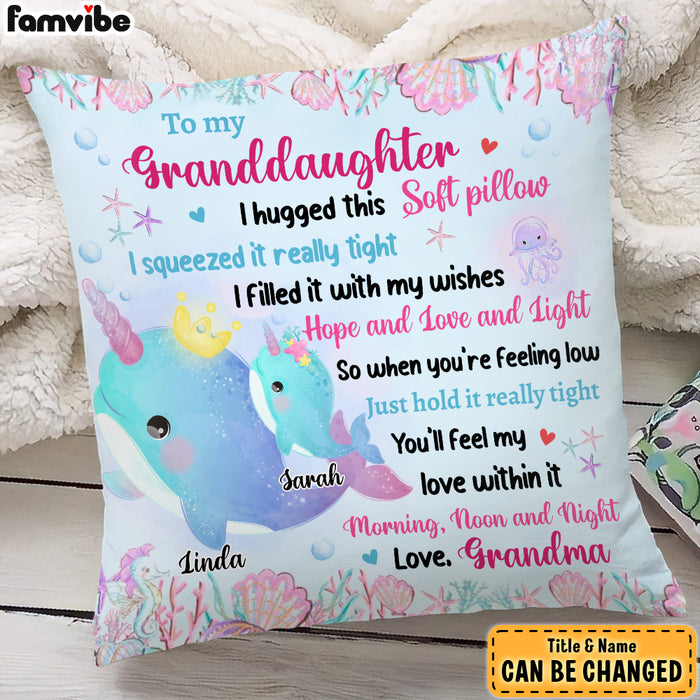 Personalized Birthday Gift For Granddaughter Adorable Narwhal Pillow 27961 1