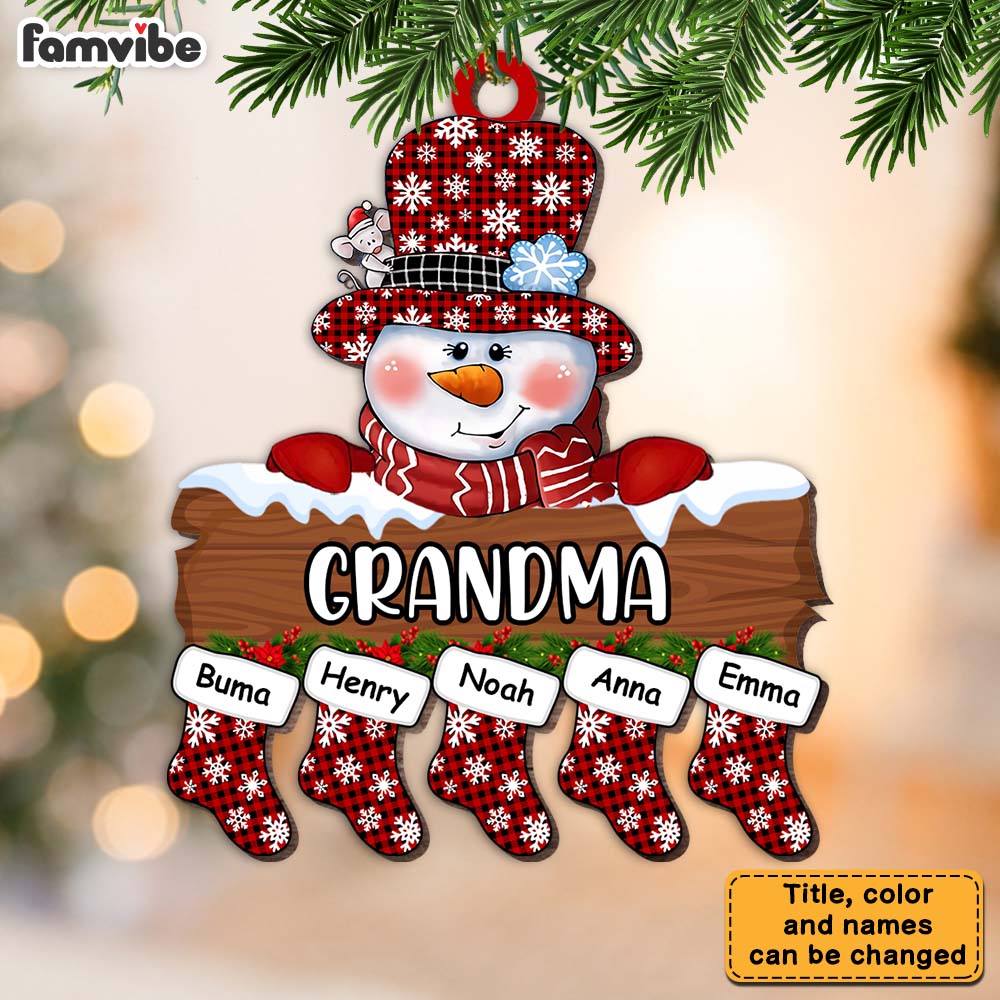 Personalized Christmas Gift For Grandma Snowman Stocking Ornament 27964 Primary Mockup