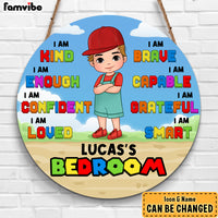 Personalized Gift For Grandson's Room Decor  I Am Kind Round Wood Sign 27973 thumb 1