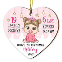 Personalized Birth Stat Baby's First Christmas Heart Ornament 27976 thumb 1
