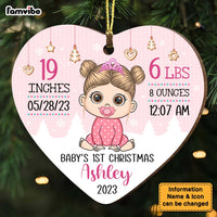 Personalized Birth Stat Baby's First Christmas Heart Ornament 27976 thumb 1