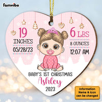 Personalized Birth Stat Baby's First Christmas Heart Ornament 27976 thumb 1