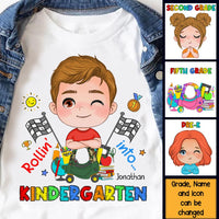 Personalized Back To School Gift For Grandson Rollin' Into School Kid T Shirt 27979 thumb 1