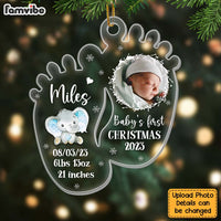 Personalized Elephant Photo Baby's First Christmas Baby Feet Ornament 27982 thumb 1