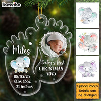 Personalized Elephant Photo Baby's First Christmas Baby Feet Ornament 27982 thumb 1